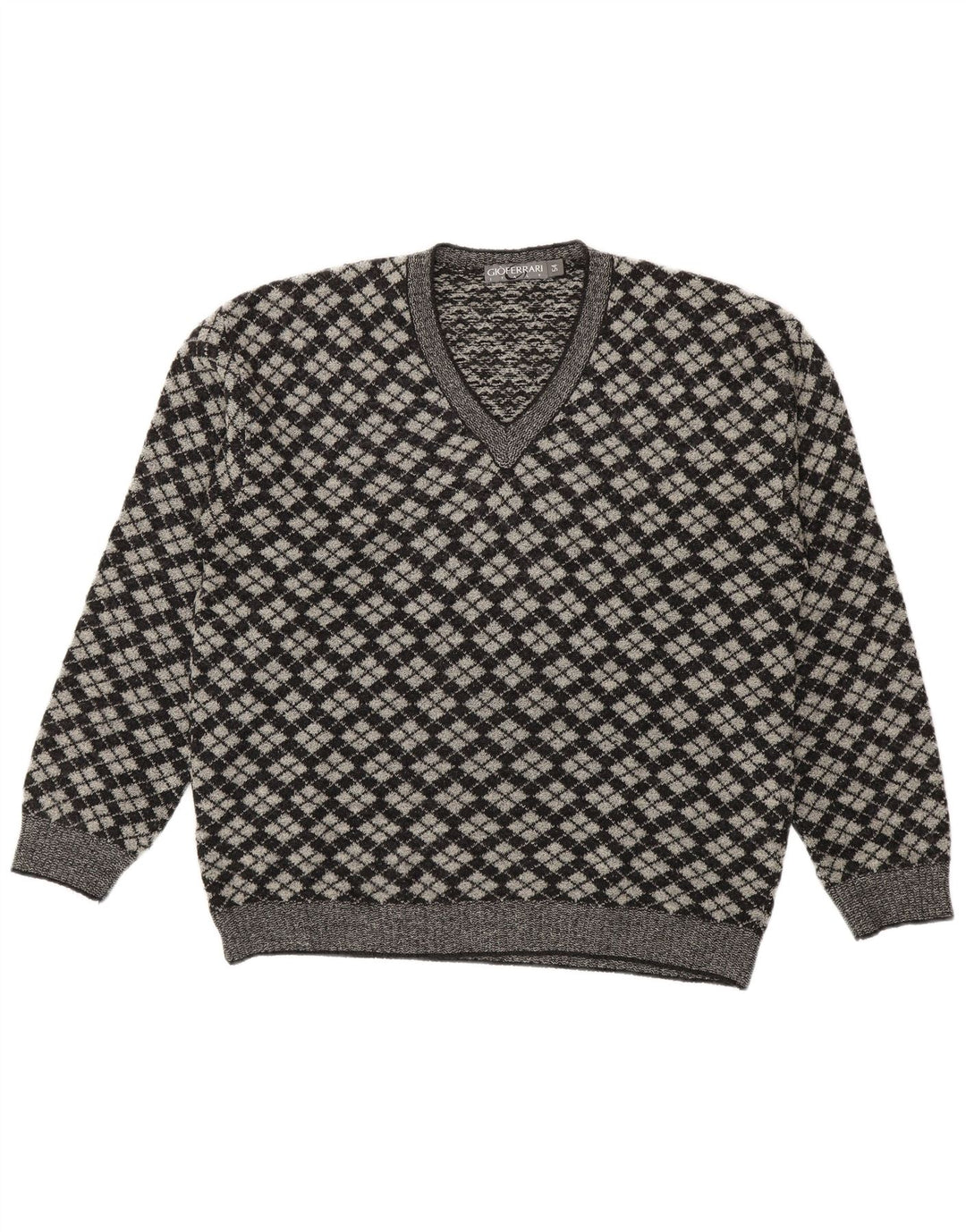 Gioferrari Męski sweter z dekoltem w kształcie litery V IT 54 XL Szary Argyle/Diament