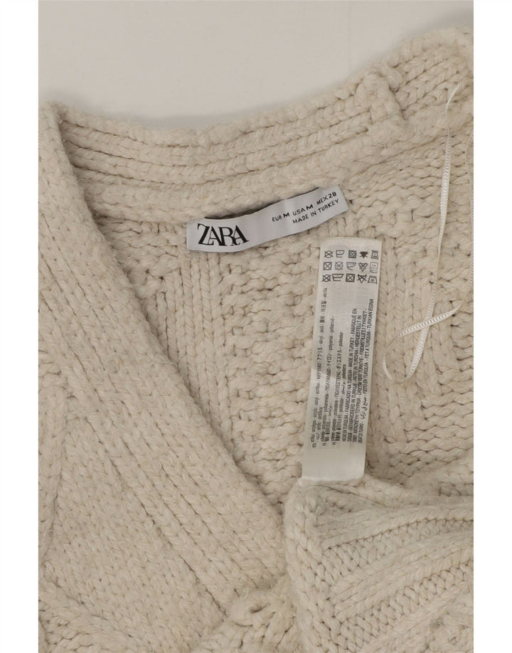 Damski sweter oversize Zara Crop Oversize UK 14 Średni biały akryl