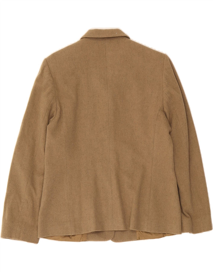 HIRSCH Womens 3 Button Blazer Jacket UK 12 Medium Beige Wool Vintage Hirsch and Second-Hand Hirsch from Messina Hembry 