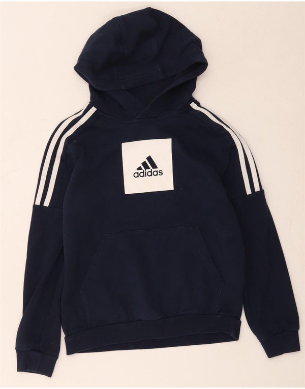 Chłopięca bluza z kapturem Adidas z grafiką 11-12 lat, granatowa, bawełniana