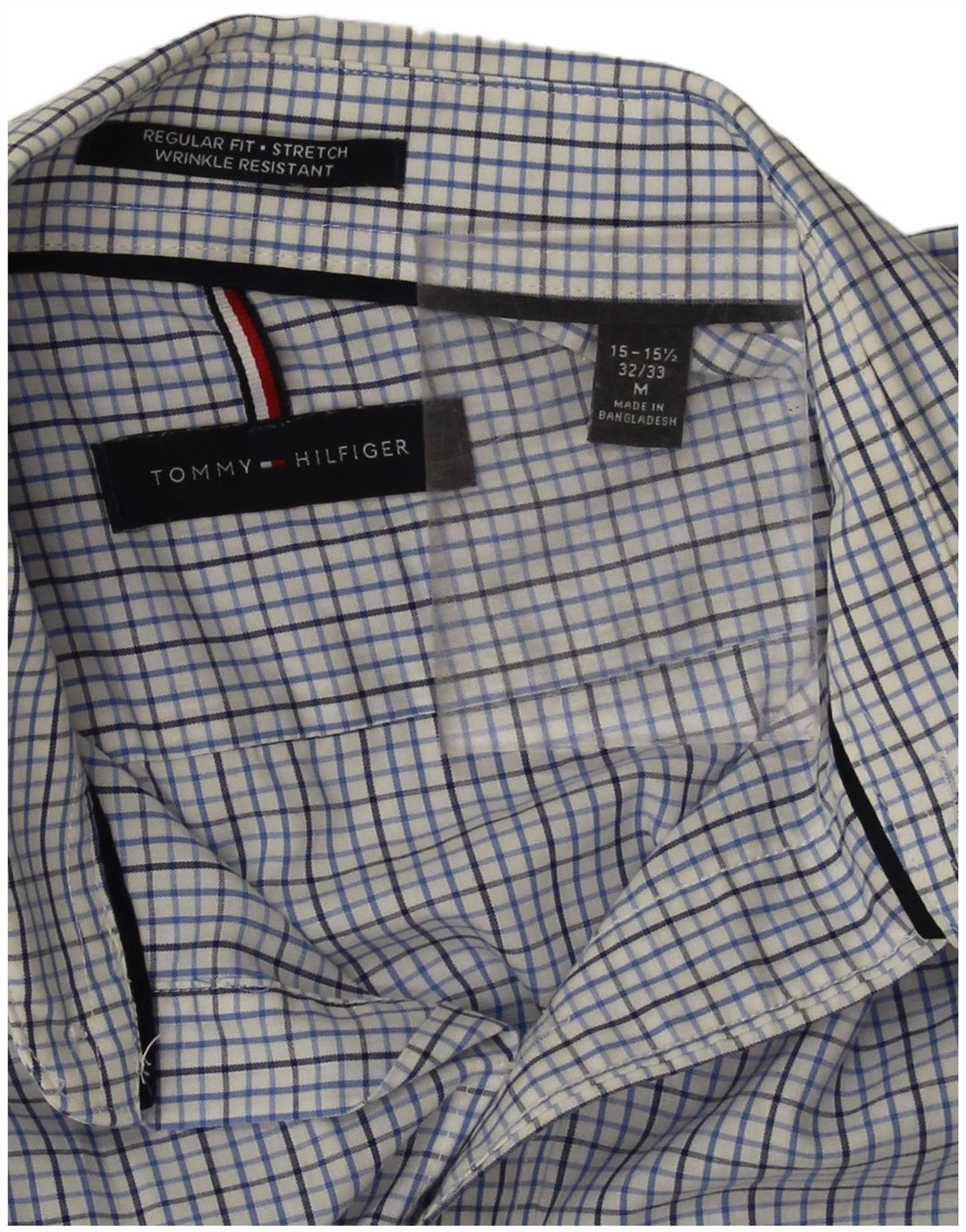 Koszula męska Tommy Hilfiger o regularnym kroju, rozmiar 15 1/2, bawełniana w średnią niebieską kratkę