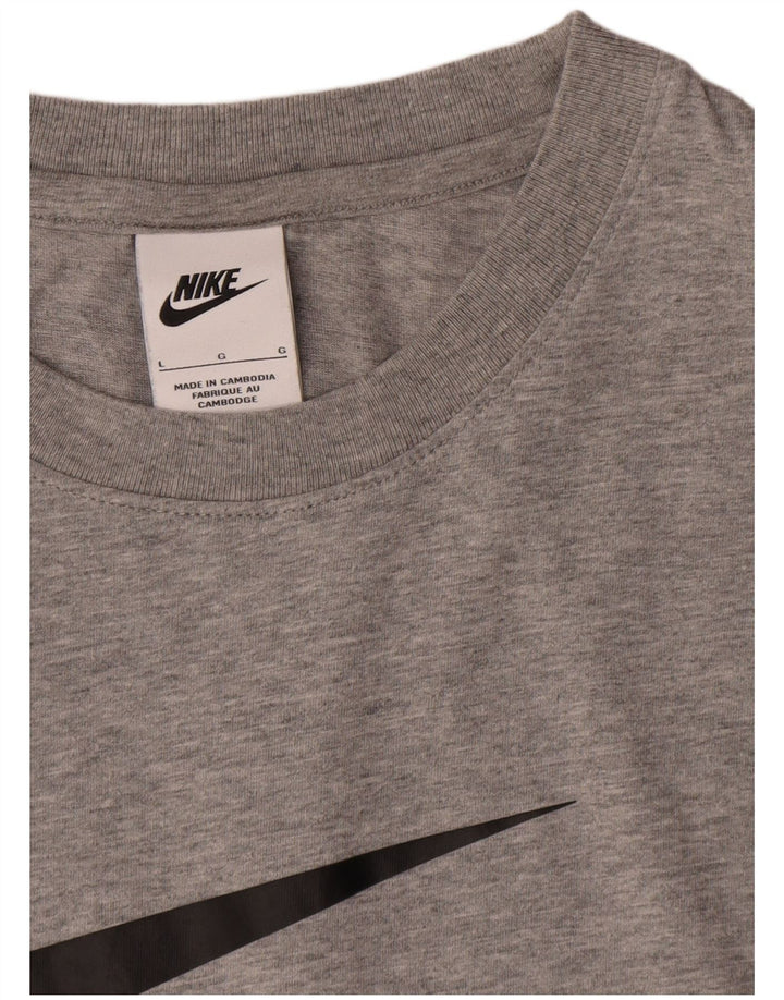 Męski T-shirt z grafiką Nike, duży, szary, bawełniany