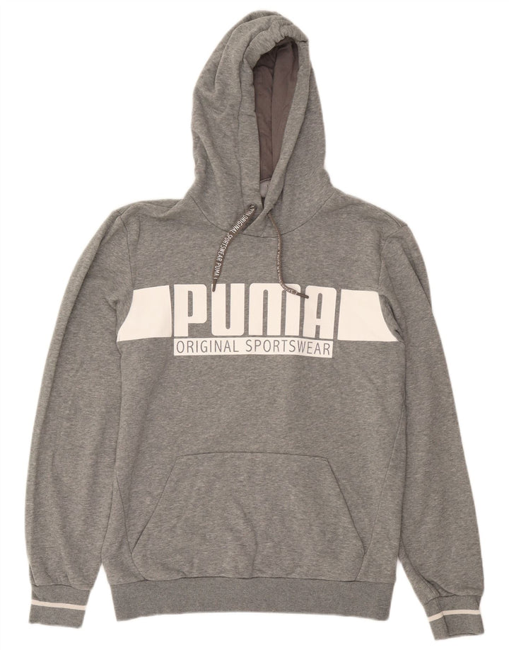 Męski sweter z kapturem Puma z grafiką, średnioszary, bawełniany