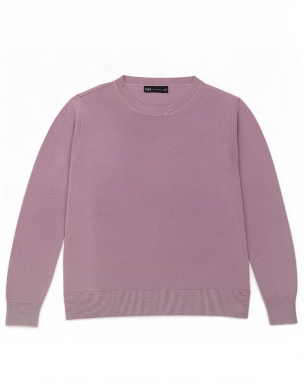 Marks & Spencer Damski sweter z dekoltem w łódkę, UK 12, średni fiolet, akryl