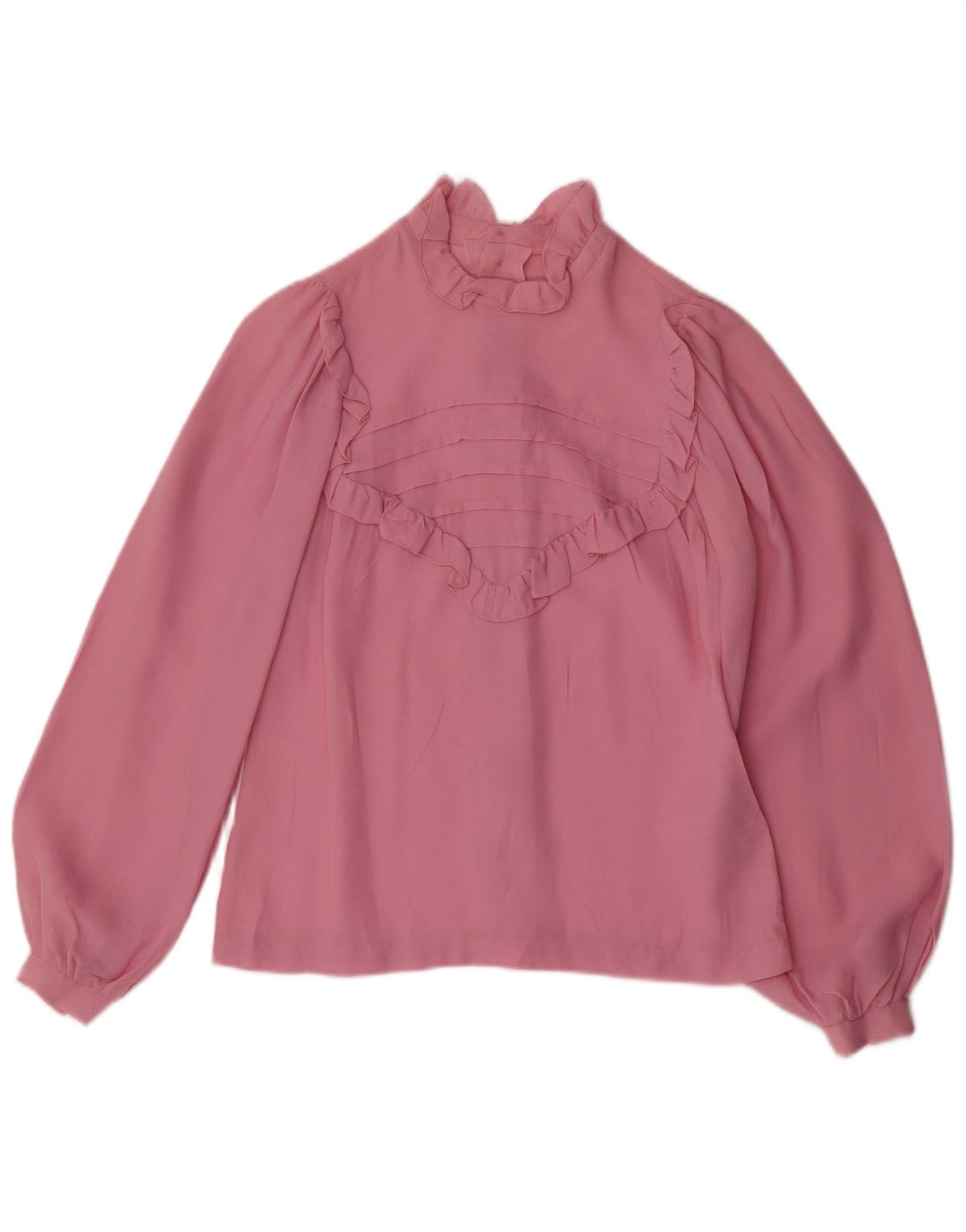 Damska bluzka z długim rękawem w stylu vintage, UK 12, średni róż