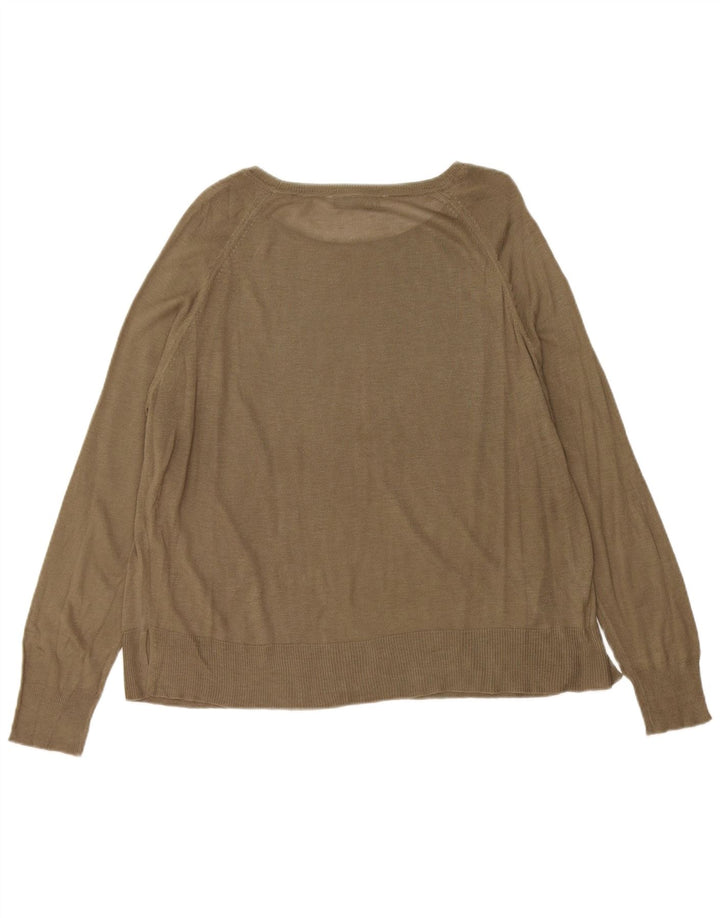 Damski sweter oversize z dekoltem w łódkę Zara UK 14, średni khaki, wiskoza