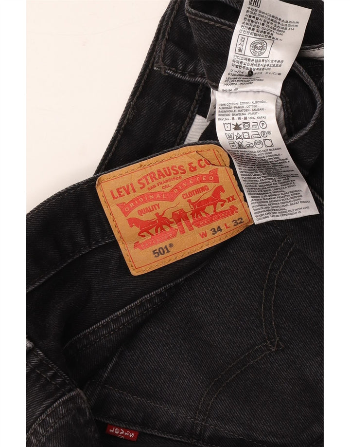 Męskie dżinsy Levi's 501 Straight W34 L32 Czarna bawełna