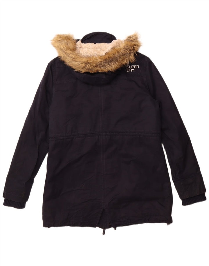 Damska kurtka parka z kapturem Superdry, UK 18 XL, granatowa, poliester