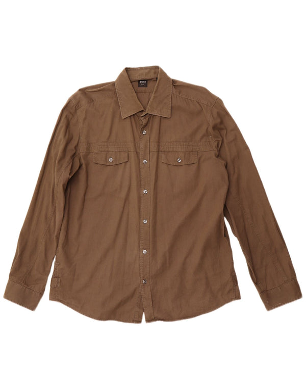 Męska dopasowana koszula HUGO BOSS XL brązowa