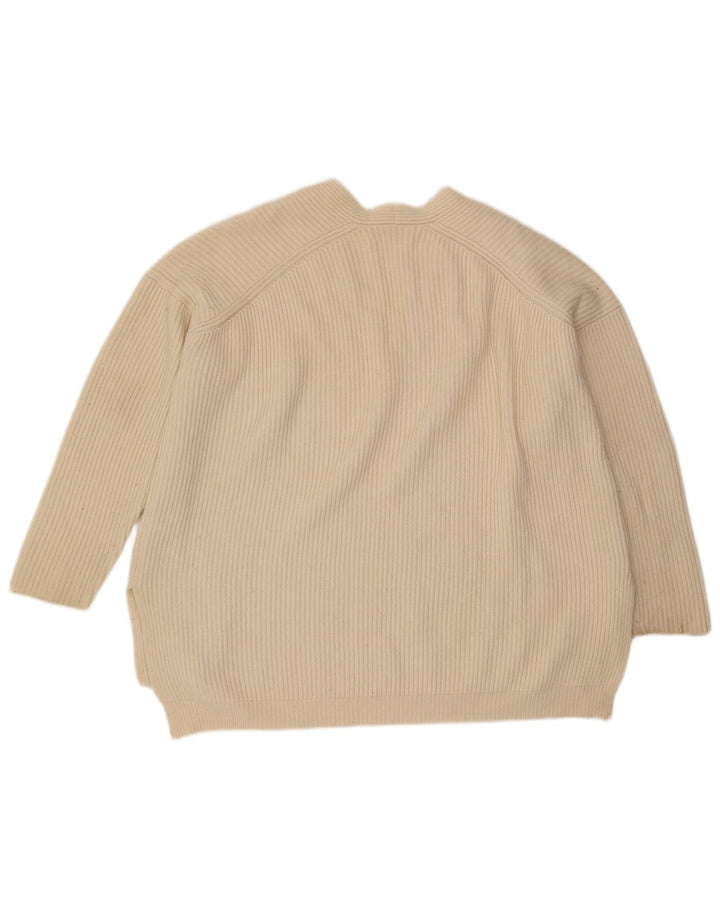 Damski sweter oversize All Saints z dekoltem w kształcie litery V, UK 14, średni złamanej bieli