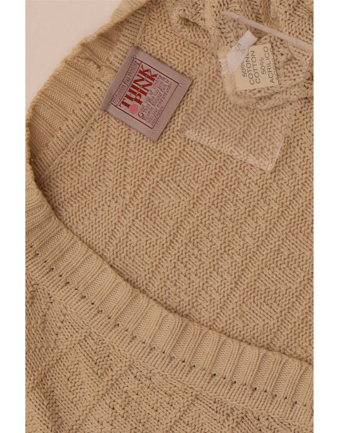 Think różowy męski sweter kardigan IT 54 XL, beżowa bawełna