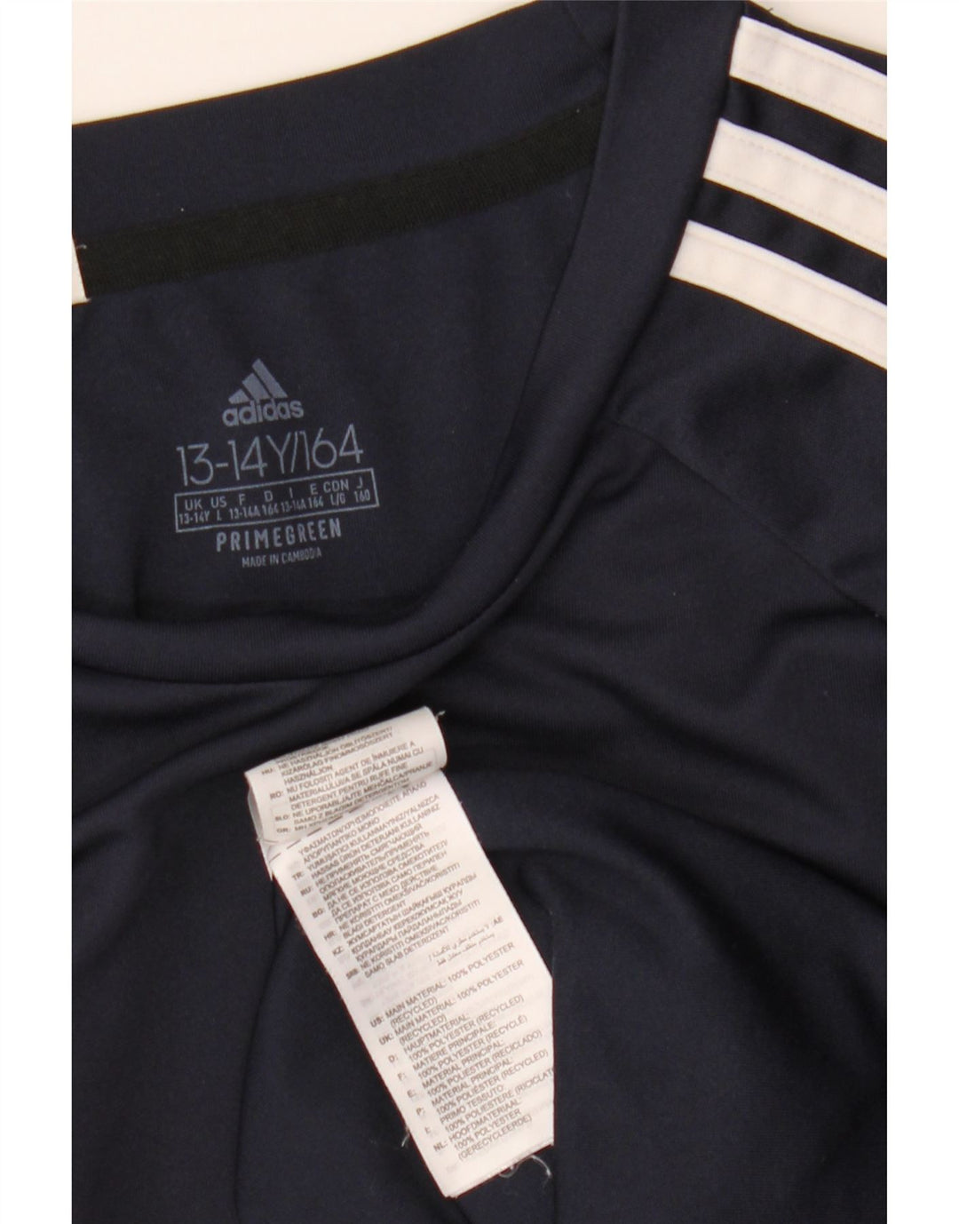 Chłopięcy t-shirt ADIDAS Aeroready na 13-14 lat, granatowy, poliester