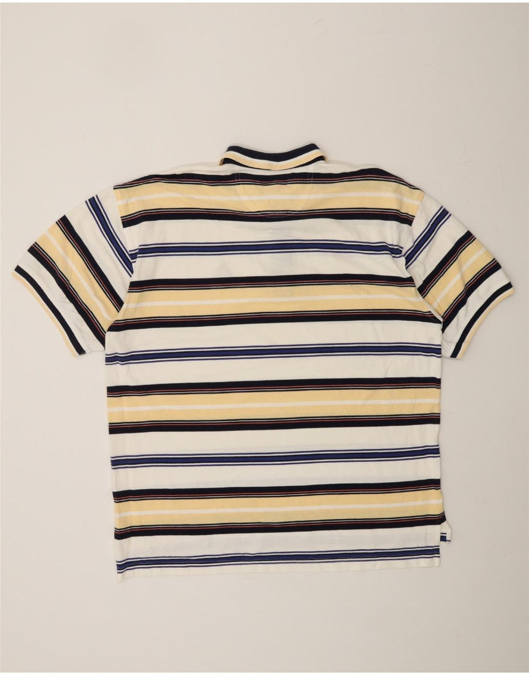 IZOD Mens Polo Shirt Large Multicoloured Striped Cotton Vintage Izod and Second-Hand Izod from Messina Hembry 