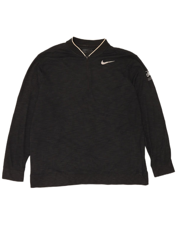 Nike Mens Dri Fit Zip Neck Pullover Tracksuit Top 2XL Black Flecked
