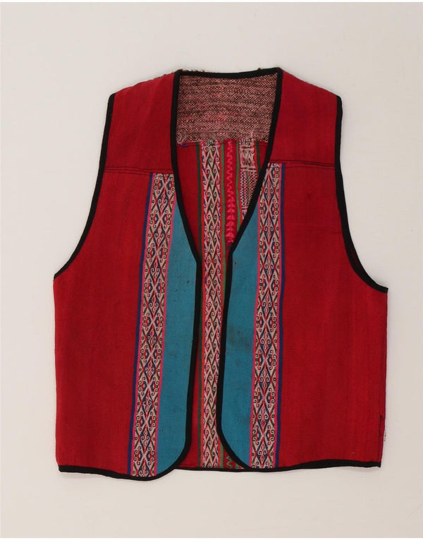 Kamizelka damska Vintage UK 12, średnia czerwona, geometryczna