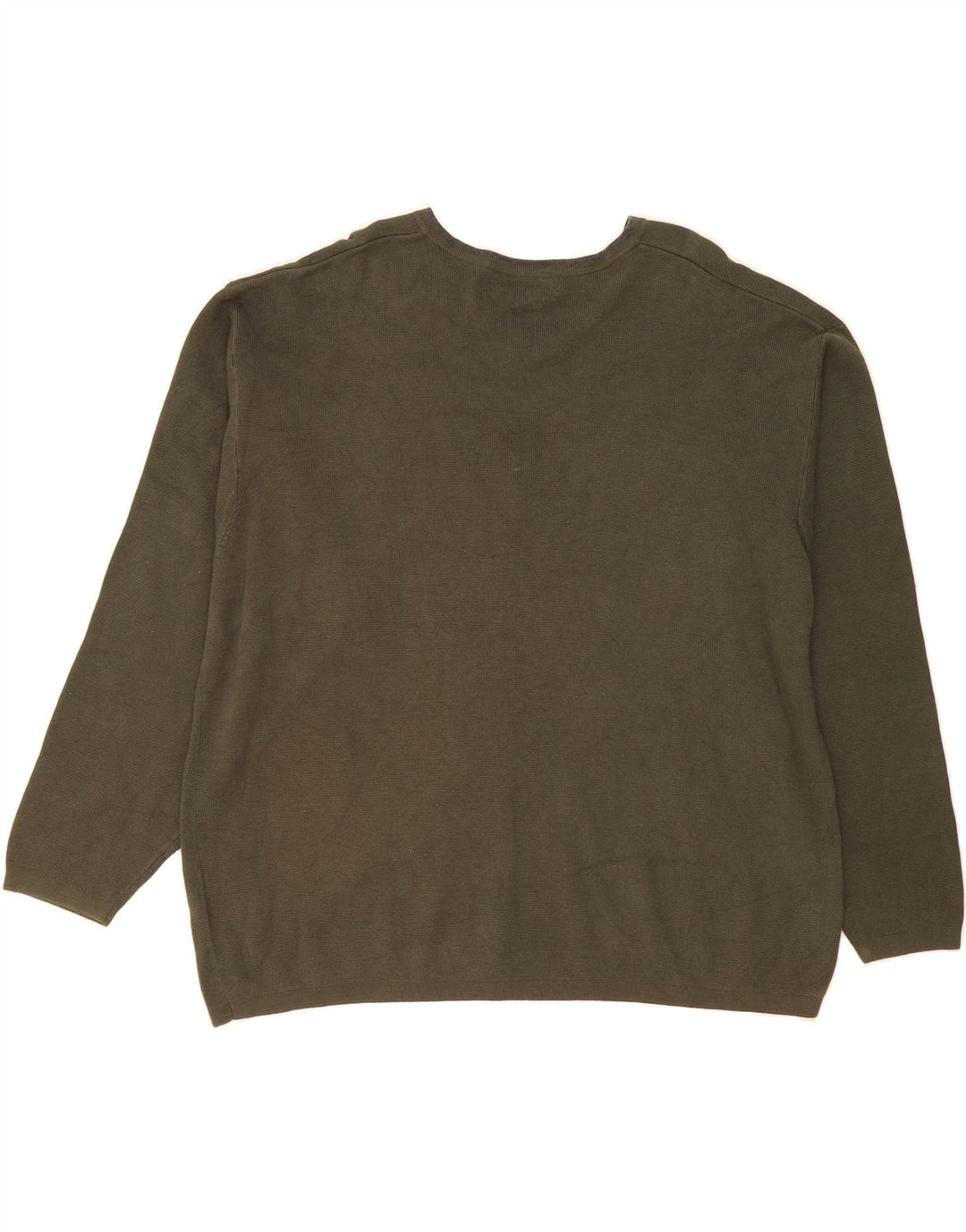 EDDIE BAUER Mens V-Neck Jumper Sweater 2XL Khaki Cotton Vintage Eddie Bauer and Second-Hand Eddie Bauer from Messina Hembry 