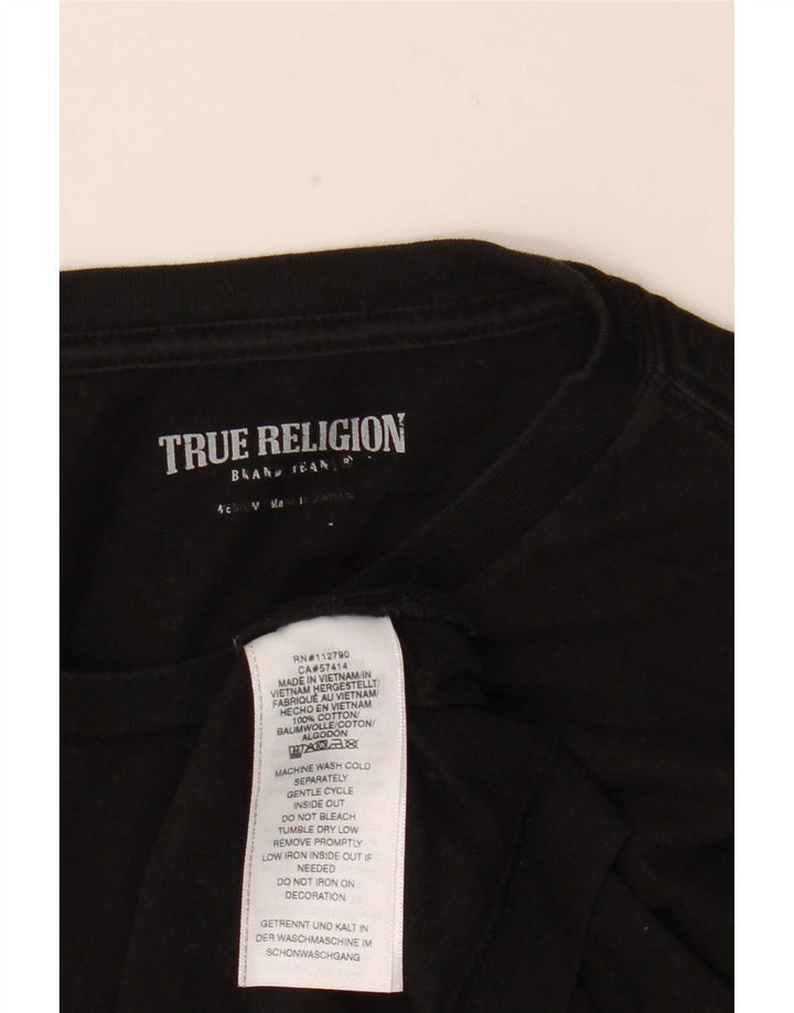 Męska koszulka z grafiką True Religion, średnia czarna, bawełniana