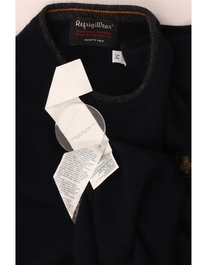 Refrigiwear Męski sweter z okrągłym dekoltem Sixty spa Średni granatowy wełniany