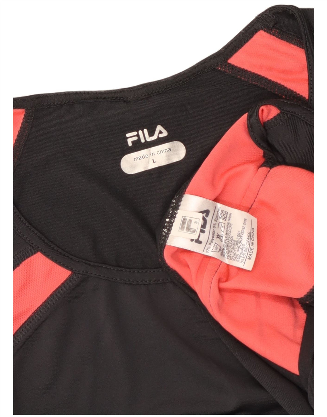 T-shirt damski FILA Top UK 14, duży czarny poliester z blokami kolorów