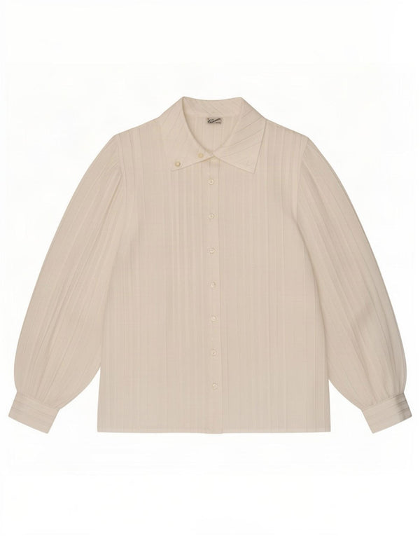 Primavera Firenze Womens Shirt Blouse US 4 Small White Pinstripe Acetate