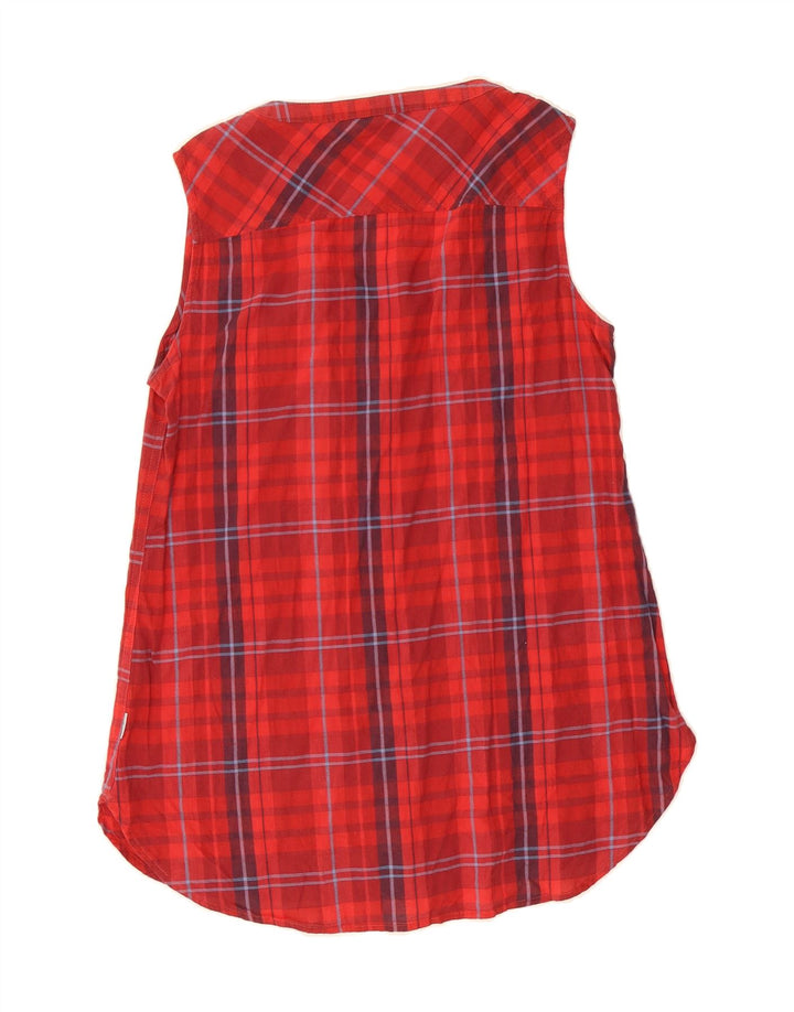 EDDIE BAUER Womens Sleeveless Tunic Top UK 10 Small Red Check Cotton Vintage Eddie Bauer and Second-Hand Eddie Bauer from Messina Hembry 