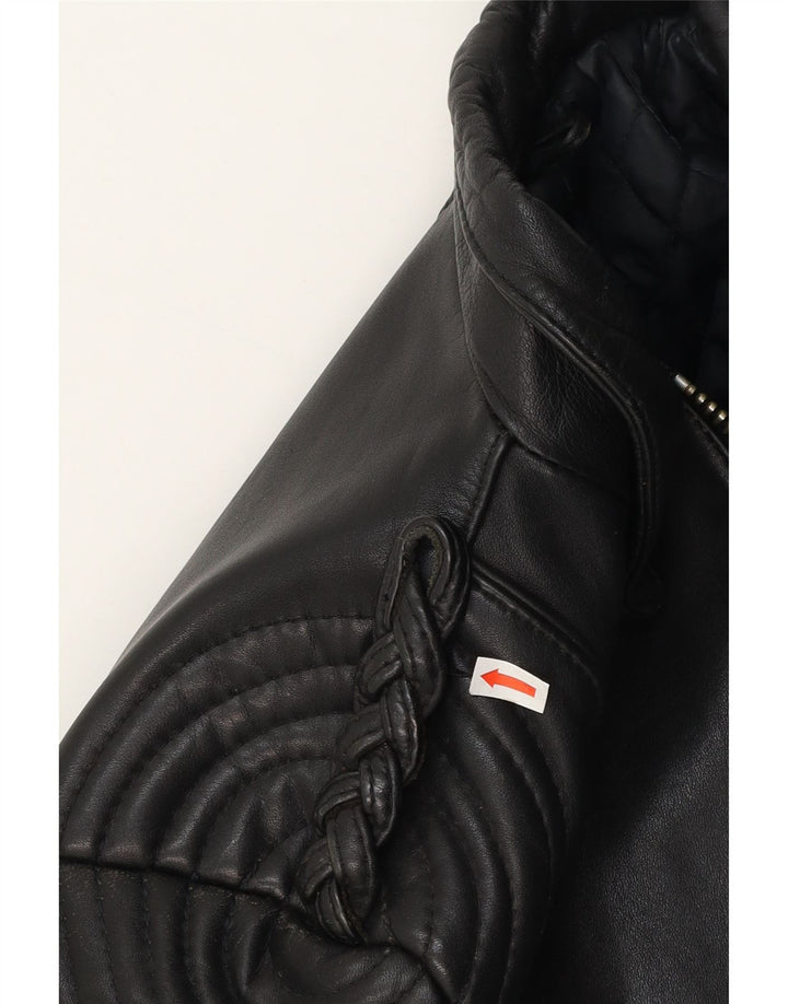 Damska skórzana kurtka motocyklowa w stylu vintage IT 44, średnia czarna skóra