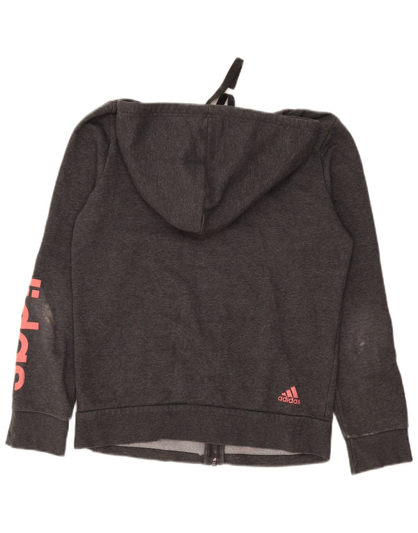 Damska bluza z kapturem Adidas Graphic Zip UK 12/14 Średnia szara bawełna