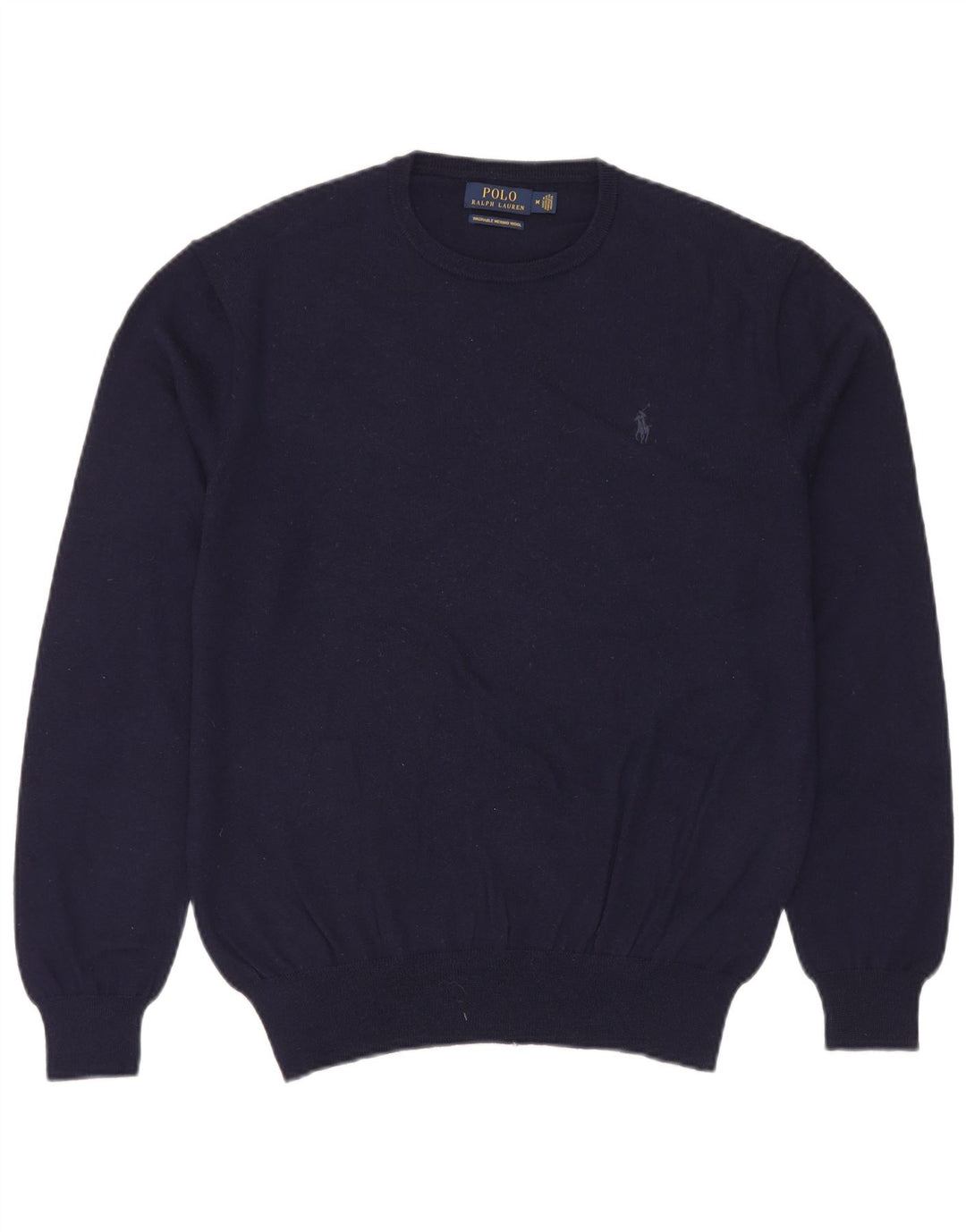 Polo Ralph Lauren Męski sweter z okrągłym dekoltem, średni granatowy wełniany