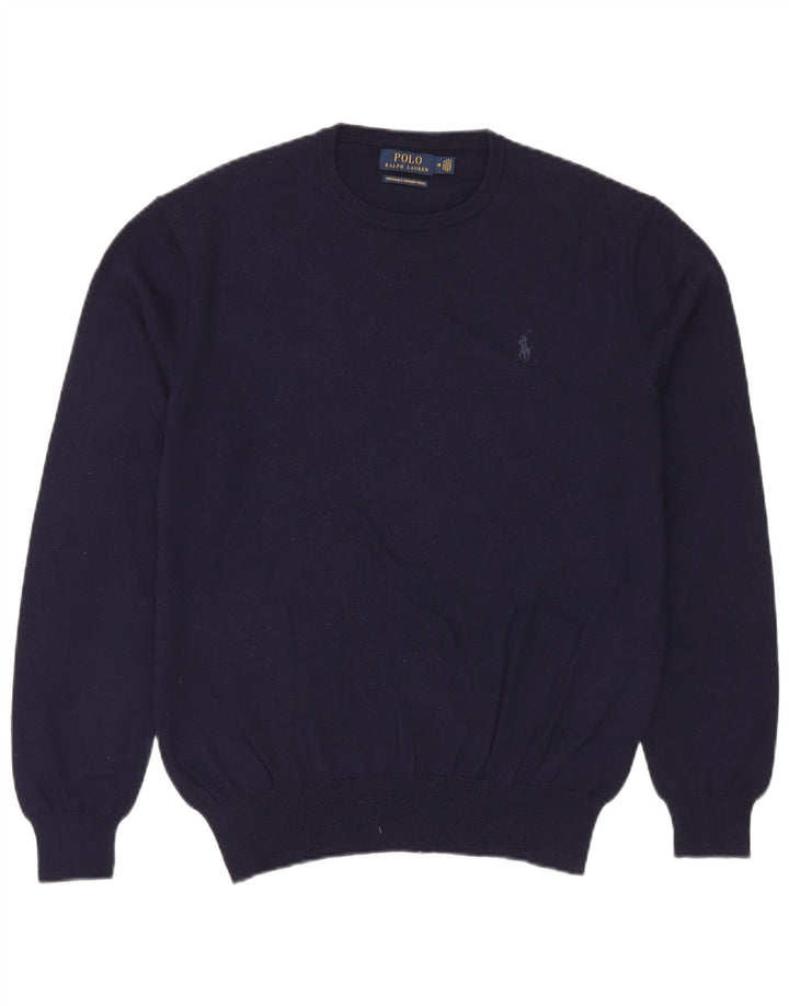 Polo Ralph Lauren Męski sweter z okrągłym dekoltem, średni granatowy wełniany