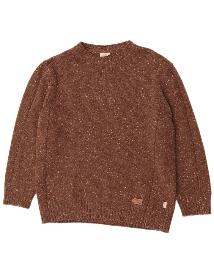 Sweter męski Camel Active z okrągłym dekoltem XL, brązowy, nakrapiany