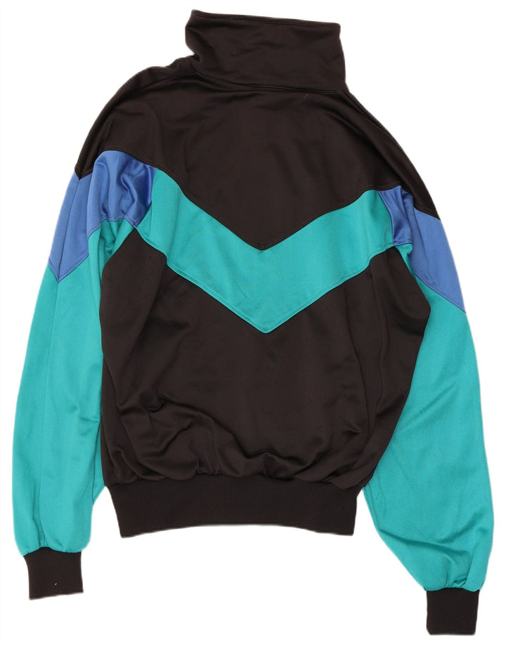 VINTAGE Mens Tracksuit Top Jacket Large Black Colourblock Polyester