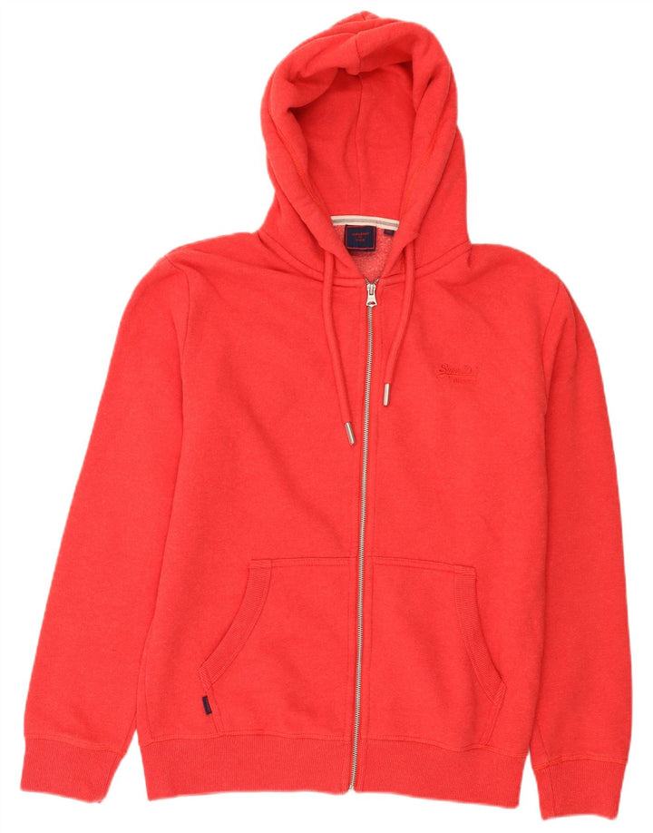 Męski sweter z kapturem i zamkiem błyskawicznym Superdry, duży, czerwony, bawełniany
