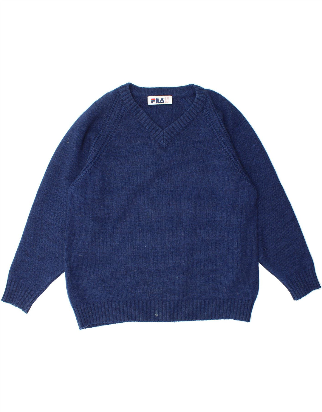 FILA Mens V-Neck Jumper Sweater Large Navy Blue Wool Vintage Fila and Second-Hand Fila from Messina Hembry 
