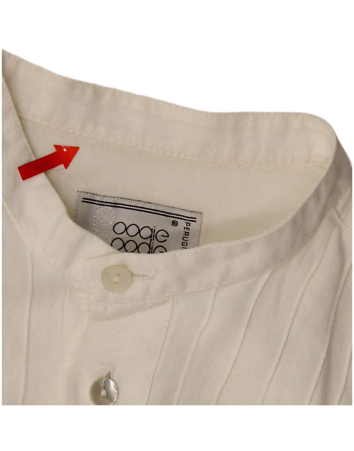 Męska koszula pulowerowa z rękawem 3/4 w stylu vintage, średnia biel