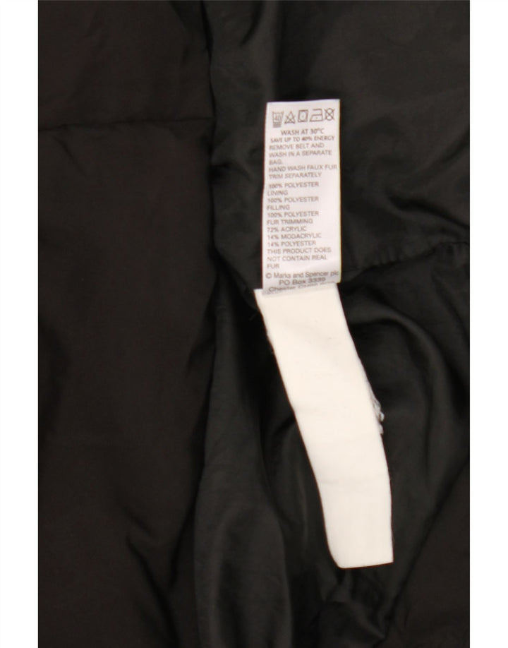 Marks & Spencer Damski ocieplany płaszcz z kapturem UK 18 XL, czarny poliester