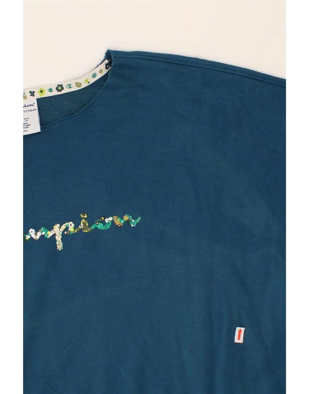 CHAMPION Womens Oversized Graphic Sweatshirt Jumper UK 20 2XL Navy Blue Vintage Champion and Second-Hand Champion from Messina Hembry 