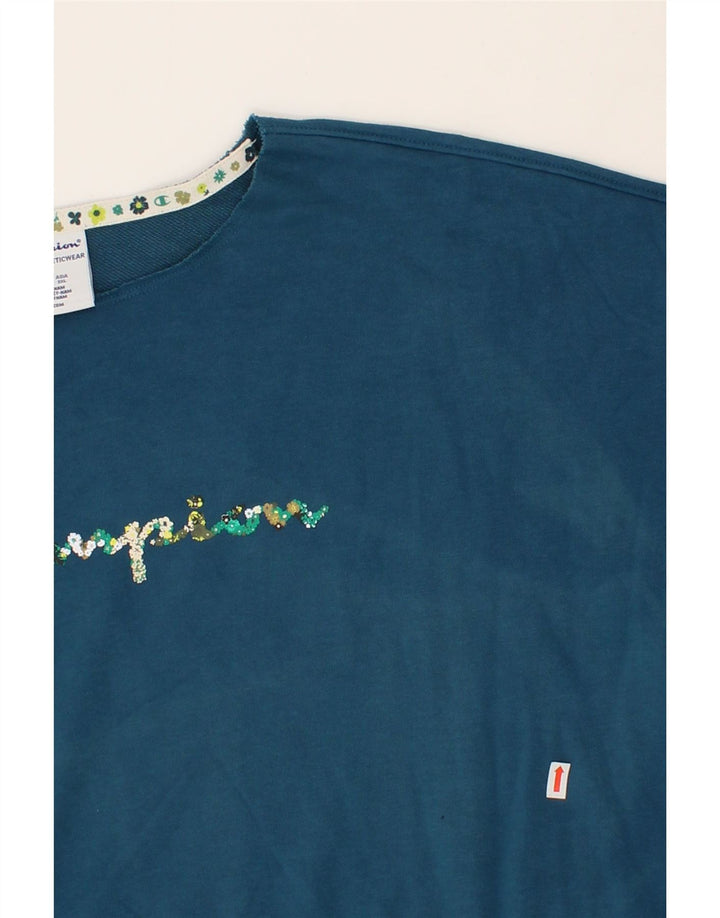 CHAMPION Womens Oversized Graphic Sweatshirt Jumper UK 20 2XL Navy Blue Vintage Champion and Second-Hand Champion from Messina Hembry 