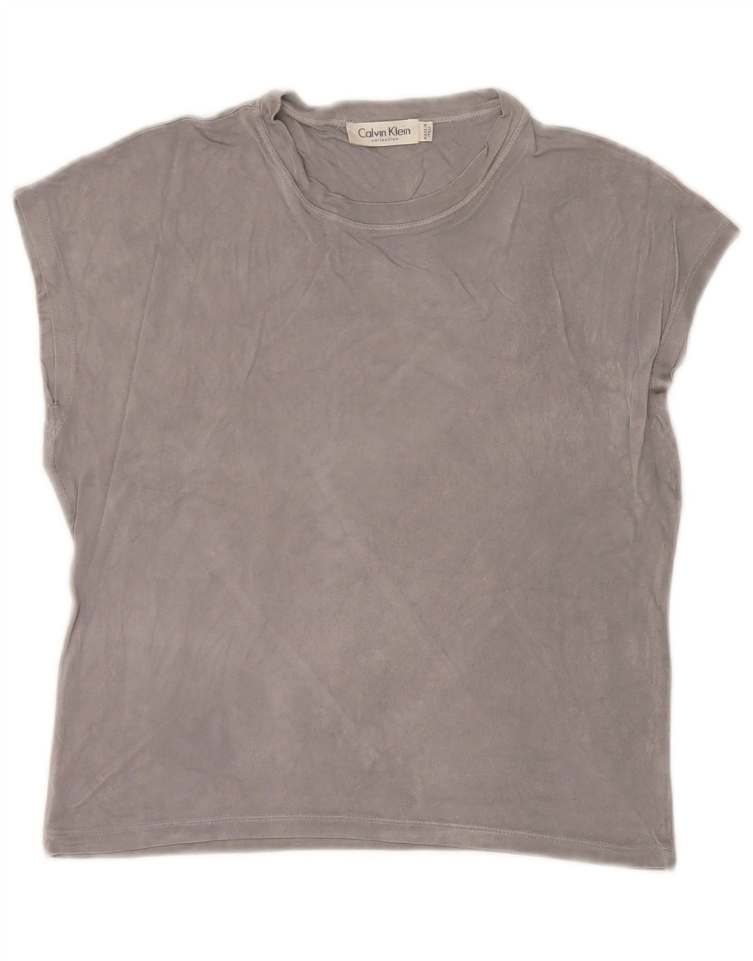 Damski T-shirt Calvin Klein Crop Top UK 14 Średni szary Rayon