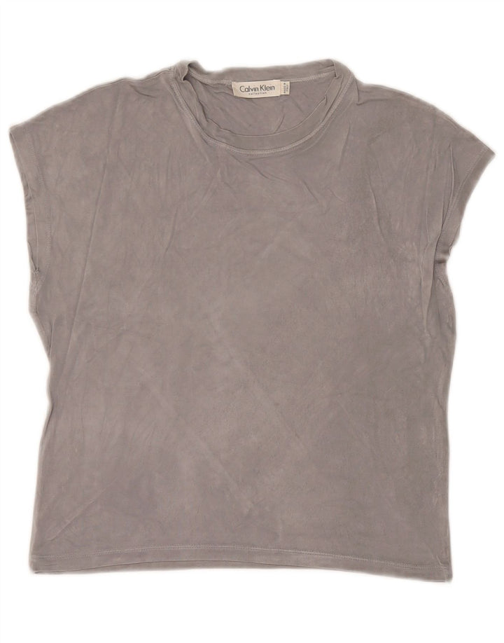 Damski T-shirt Calvin Klein Crop Top UK 14 Średni szary Rayon