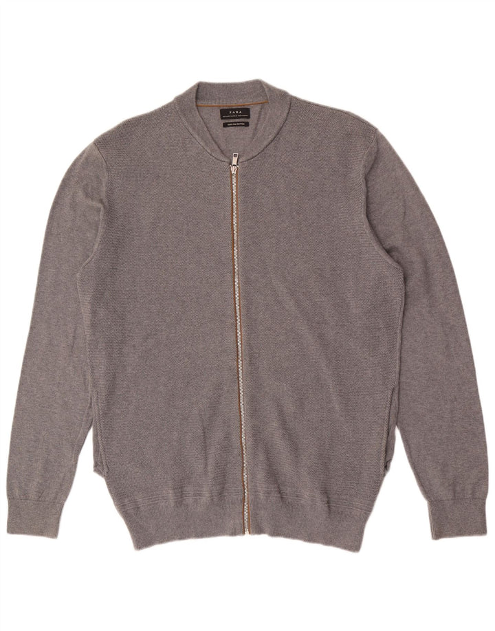 Męski sweter rozpinany Zara XL, szara bawełna