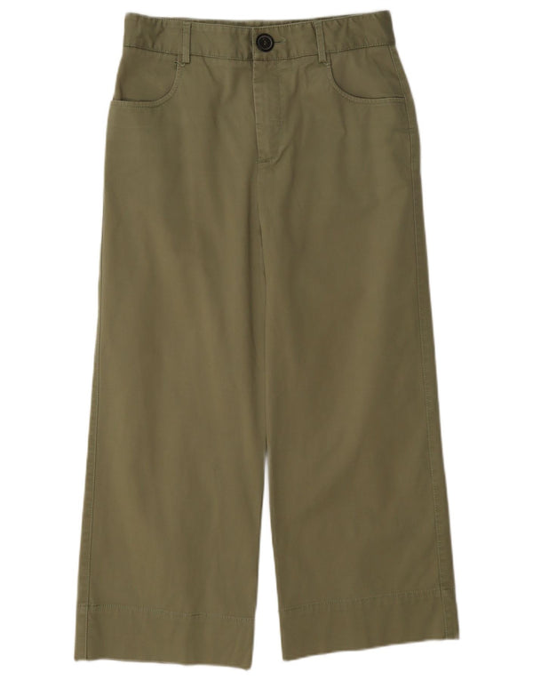 Damskie spodnie z wysokim stanem i szerokimi nogawkami Zara, małe W26 L23, bawełna khaki
