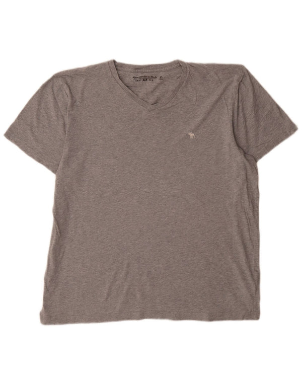 Męska koszulka T-shirt Abercrombie & Fitch XL, szara, nakrapiana bawełna