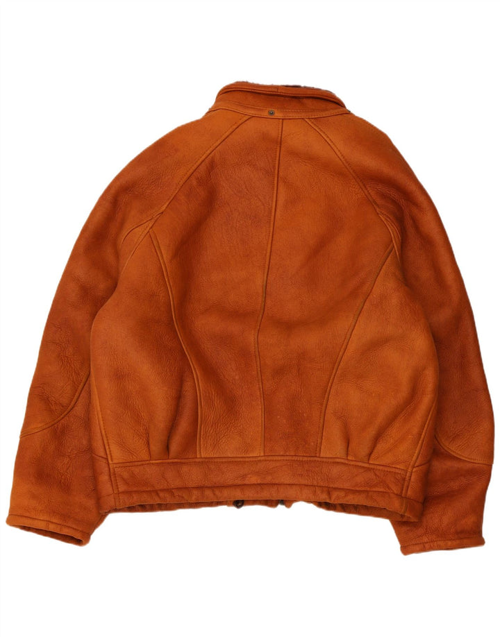 Vintage damska kurtka shearling UK 12 średni brąz