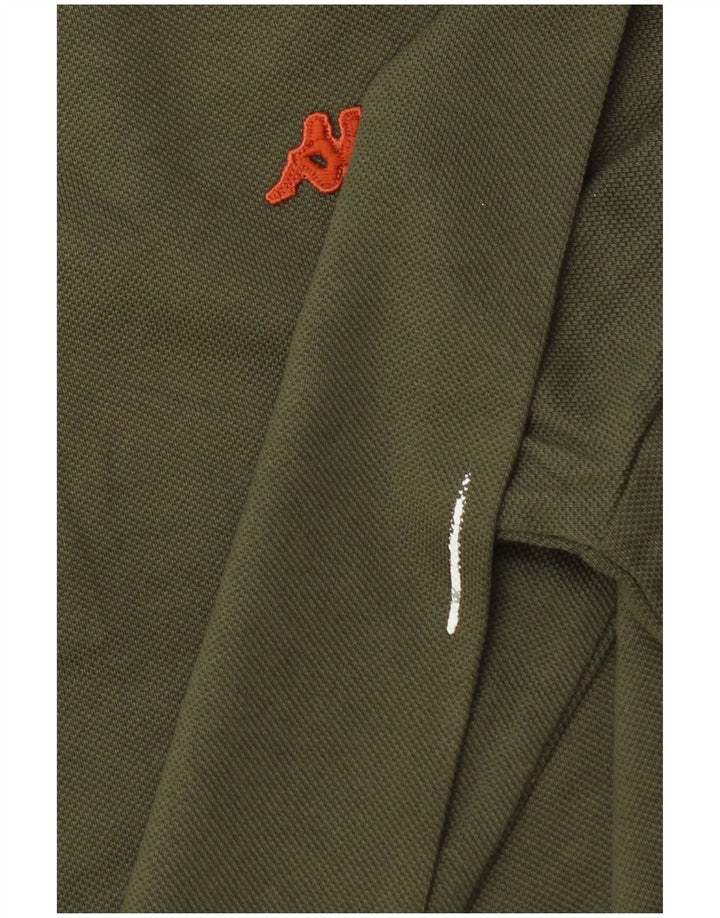 Męska koszulka polo KAPPA z długim rękawem, mała, bawełniana w kolorze khaki