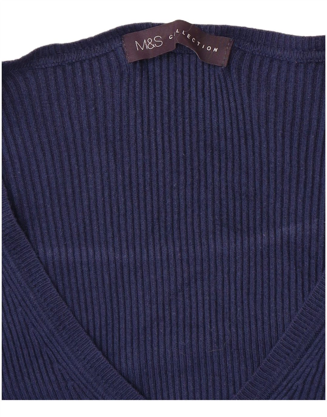 MARKS & SPENCER Damski sweter z dekoltem w kształcie litery V, UK 10, mały, granatowy