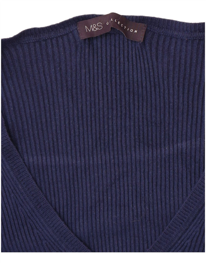 MARKS & SPENCER Damski sweter z dekoltem w kształcie litery V, UK 10, mały, granatowy
