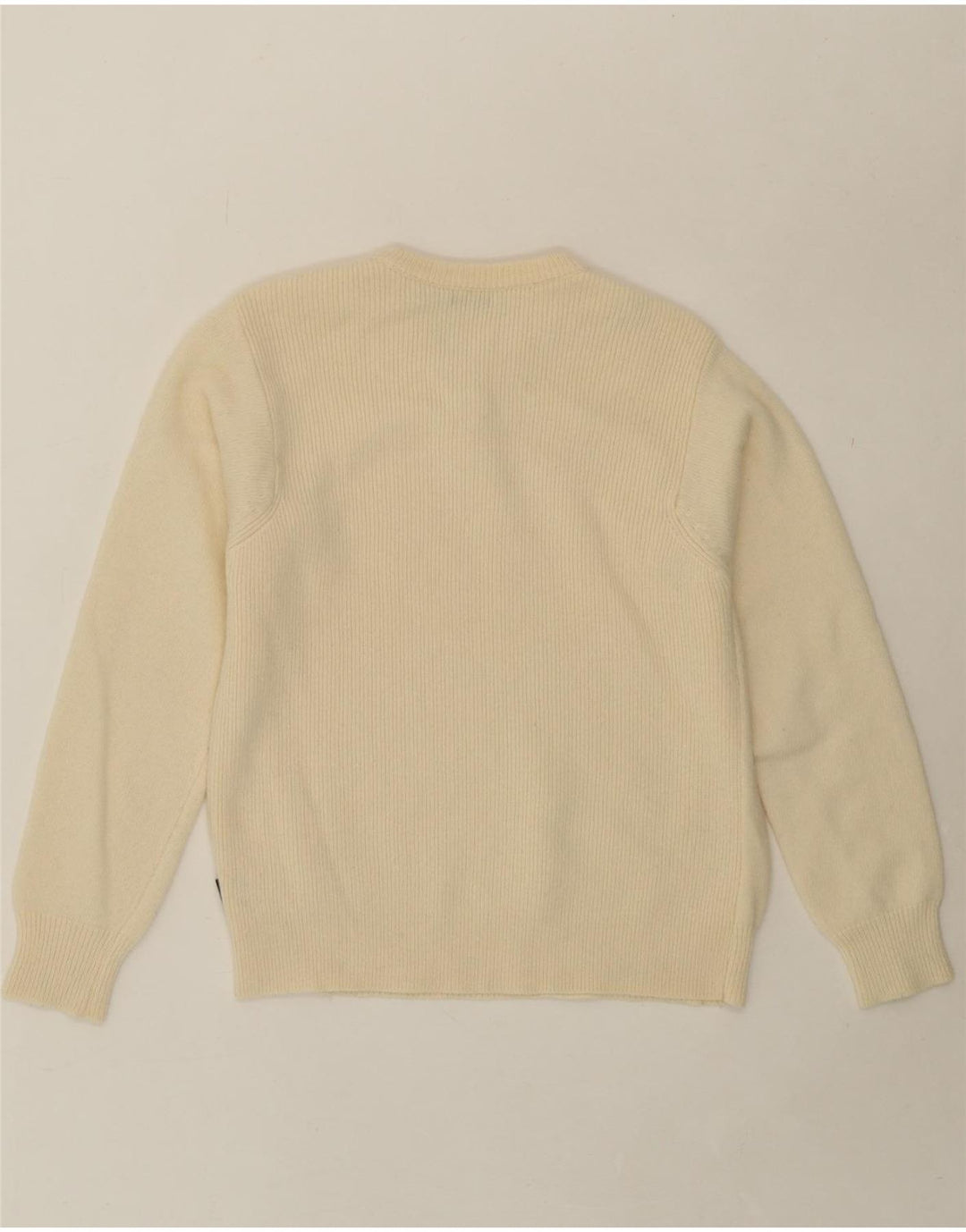 PLAYLIFE Womens V-Neck Jumper Sweater UK 14 Medium Off White Vintage Playlife and Second-Hand Playlife from Messina Hembry 