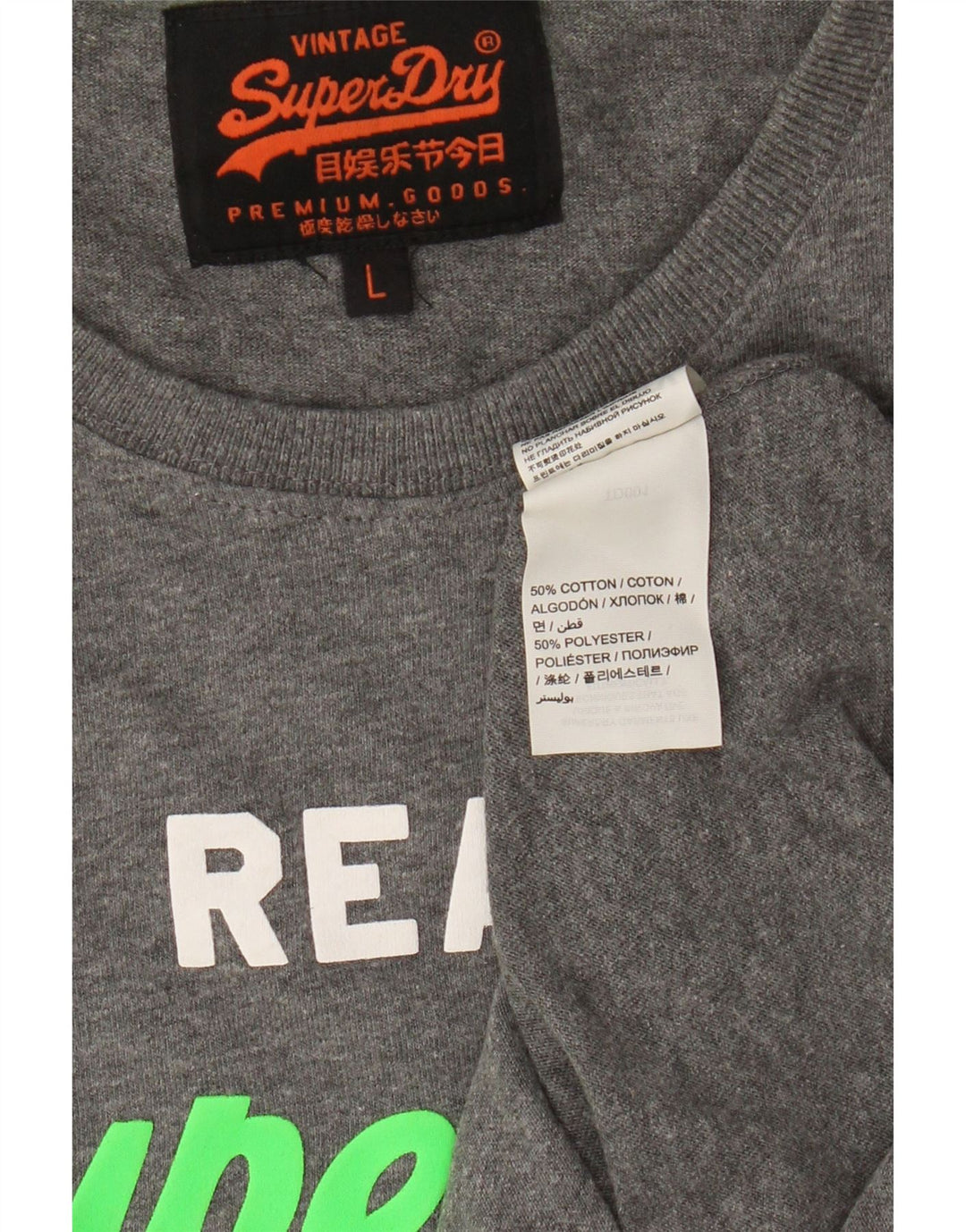 Męski T-shirt z grafiką Superdry, duży, szary, bawełniany