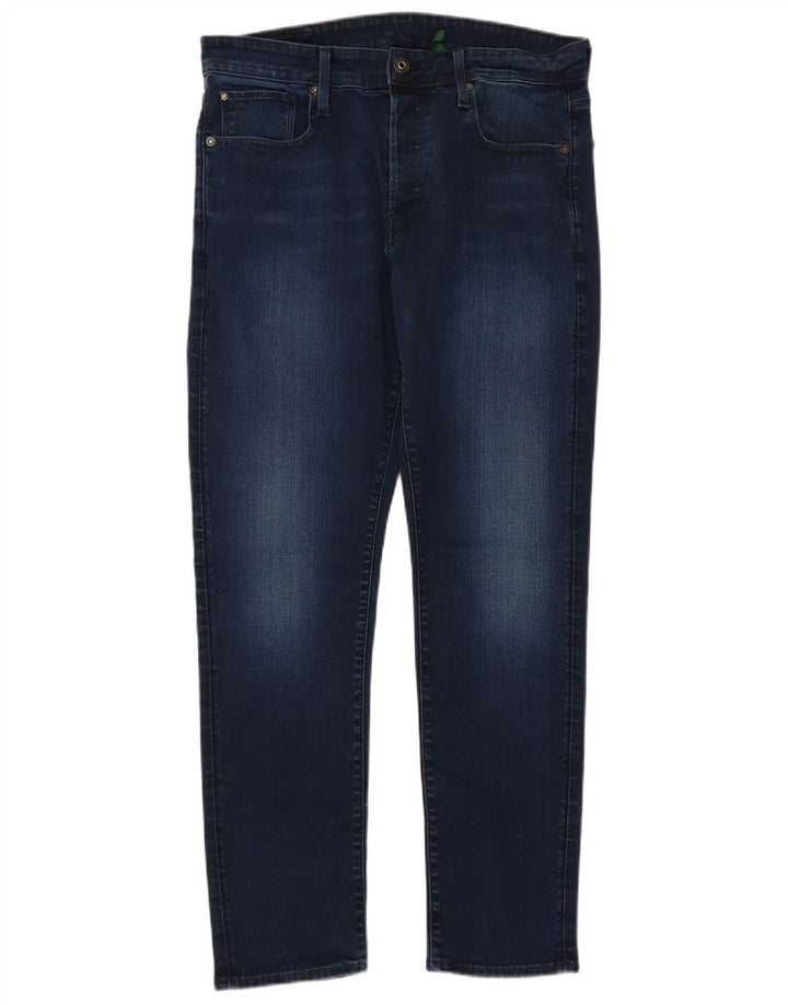 G-STAR Męskie proste dżinsy zwężane W34 L32 Granatowa bawełna