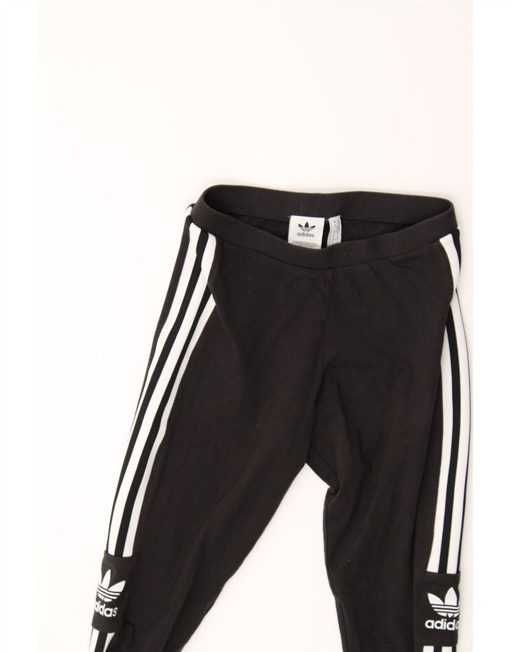 ADIDAS Womens Graphic Leggings UK 6 XS Black Vintage Adidas and Second-Hand Adidas from Messina Hembry 